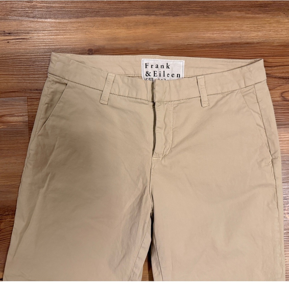 Frank & Eileen Wicklow Italian Cotton Chino Pants Tan Khaki Raw Hem Womens 6 - Picture 5 of 6